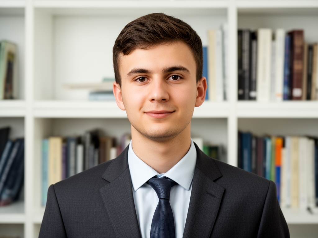 Профессиональный портрет Марты Коллинз, преподавателя письма, в светлом офисе с книжными полками на фоне